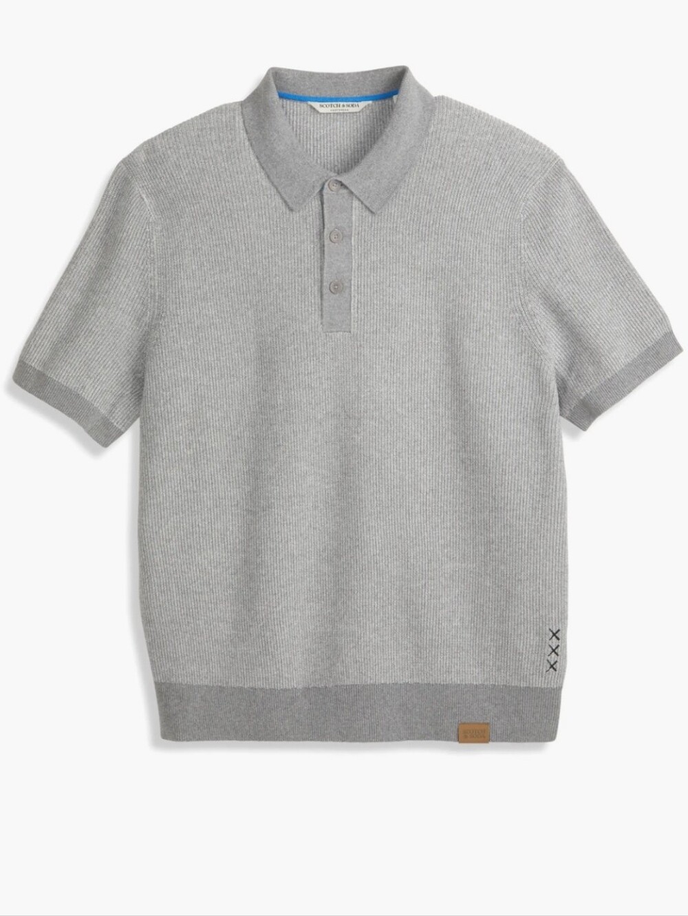 Scotch & Soda Mens Gray Recycled Cotton Blend Polo Sweater Large New